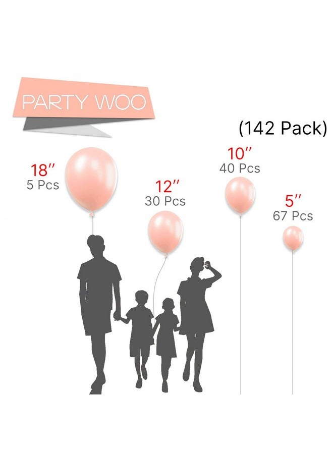 Pastel Peachy Pink Balloons, 142 Pcs Peachy Pink Balloons Different Sizes Pack Of 18 Inch 12 Inch 10 Inch 5 Inch Pink Balloons For Balloon Garland Balloon Arch As Party Decorations, Pink-Q21