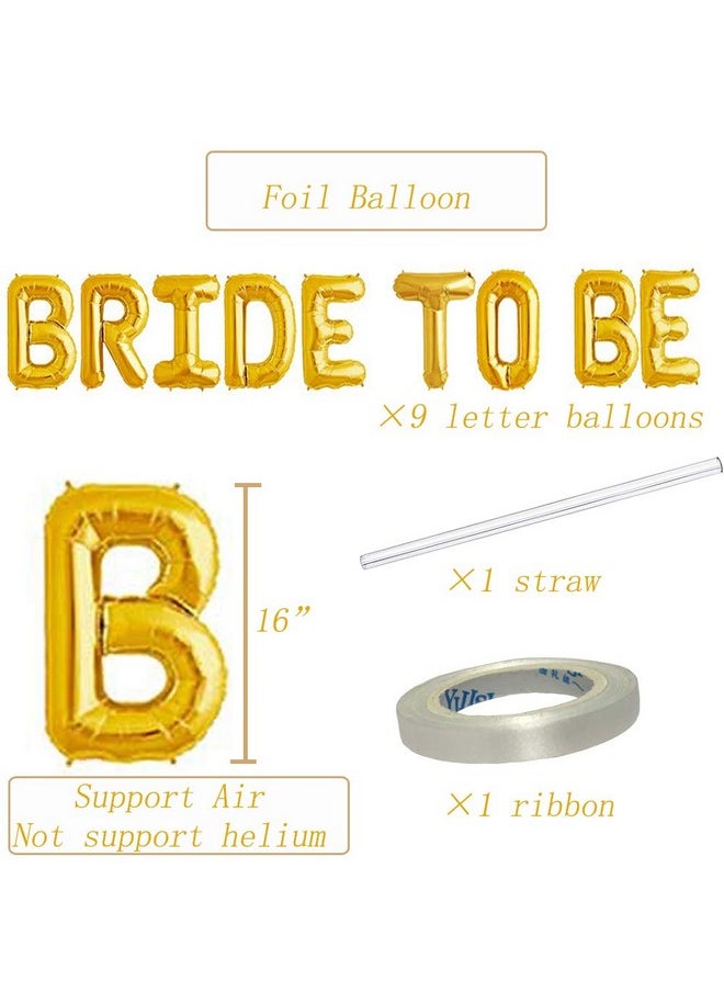 Bride To Be Balloons Banner Bachelorette Party Decorations Bridal Shower Decor, Gold, 16 Inch