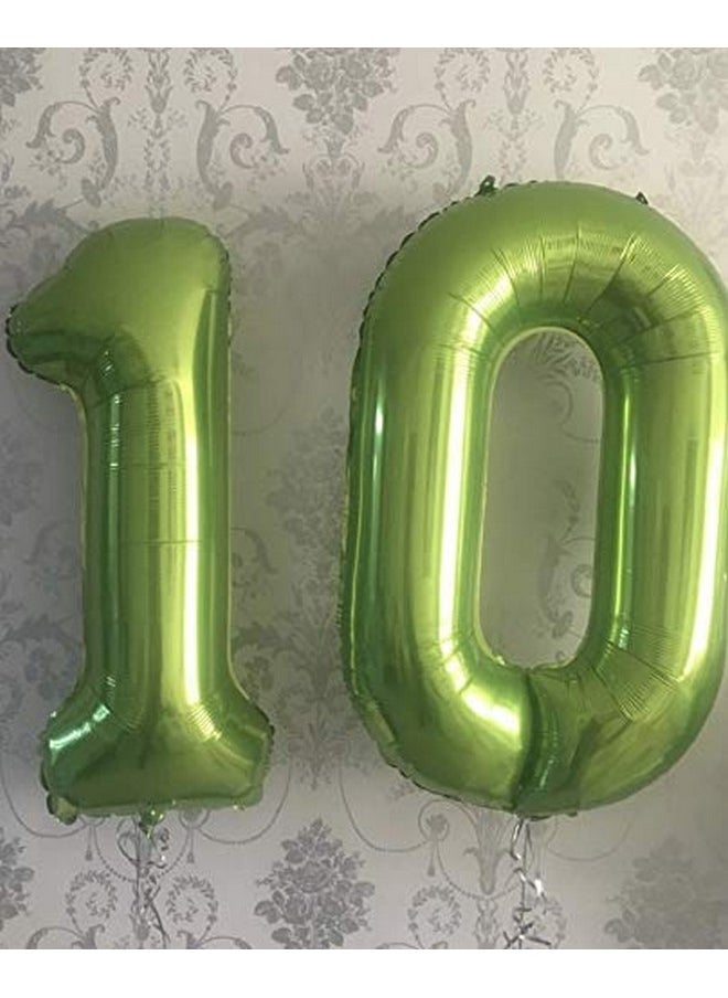 Number 10 Balloons, 40 Inch Foil Balloons, Green