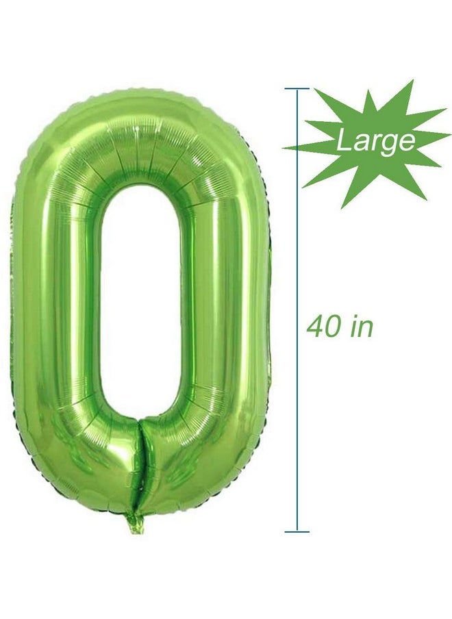 Number 10 Balloons, 40 Inch Foil Balloons, Green
