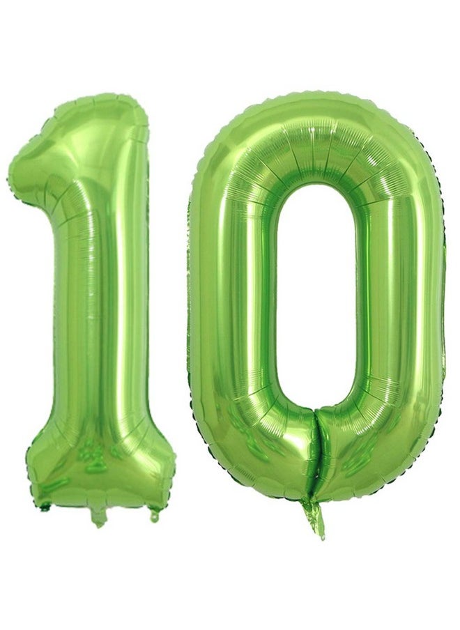 Number 10 Balloons, 40 Inch Foil Balloons, Green