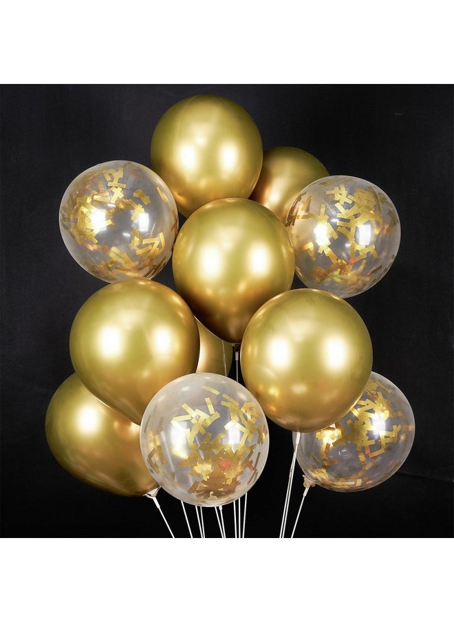 Gold Balloons Set, 45 Pcs Gold Confetti Balloons, Metallic Gold Balloons, Party Balloons, Latex Balloons, Helium Balloons For Parties, Birthday Party Decorations, Gold Party Decorations