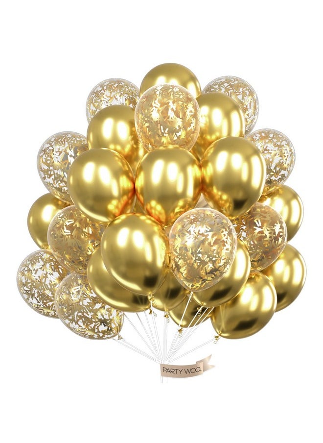 Gold Balloons Set, 45 Pcs Gold Confetti Balloons, Metallic Gold Balloons, Party Balloons, Latex Balloons, Helium Balloons For Parties, Birthday Party Decorations, Gold Party Decorations