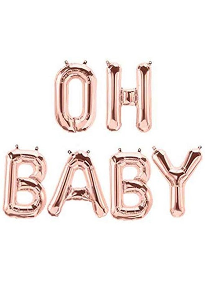 Oh Baby Letter Balloons, Baby Shower Decor For Girl, Rose Gold, 16 Inch