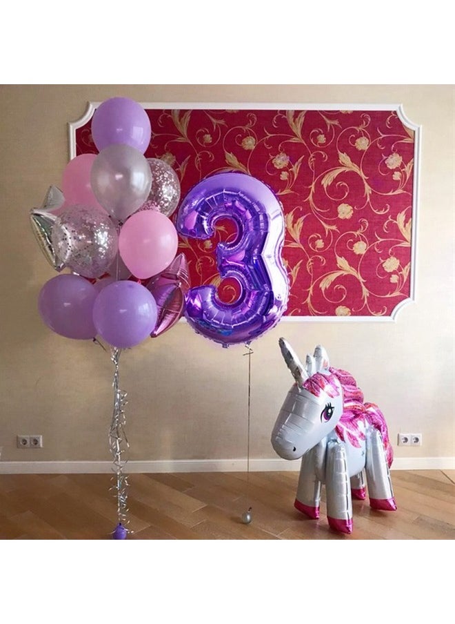 Number 3 Balloon For 3Rd Birthday Party Decoration, 40 Inch, Purple