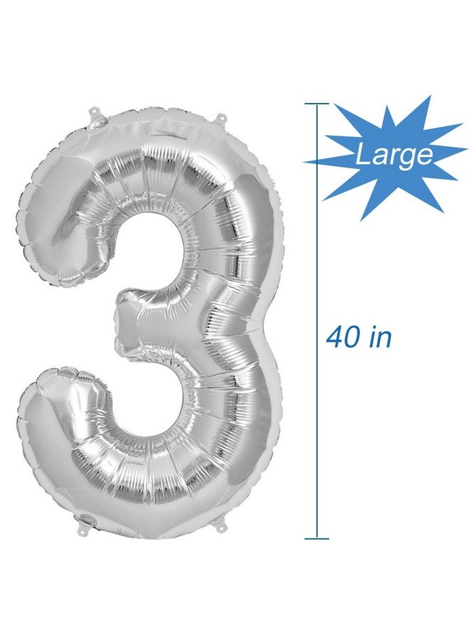 Silver Number 13 Balloons, 13Th Birthday Party Balloon Decorations Supplies, 40 Inch