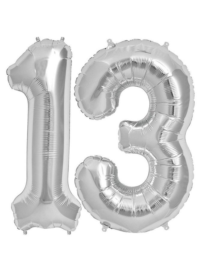 Silver Number 13 Balloons, 13Th Birthday Party Balloon Decorations Supplies, 40 Inch