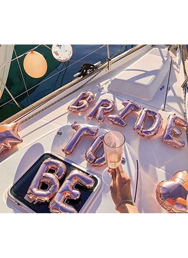 Bride To Be Letter Balloons Banner, Bridal Shower Supplies, Bachelorette Party Supplies Decorations, Rose Gold, 16 Inch