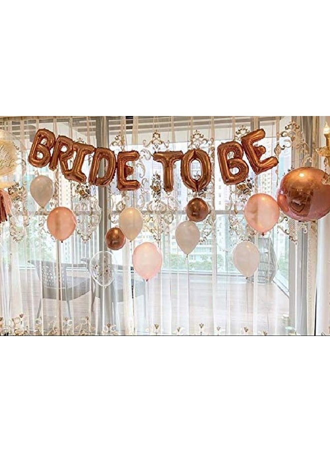 Bride To Be Letter Balloons Banner, Bridal Shower Supplies, Bachelorette Party Supplies Decorations, Rose Gold, 16 Inch