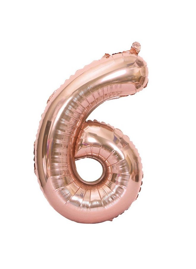 Rose Gold Number 6 Balloon, 6Th Birthday Party Balloons, 40 Inch