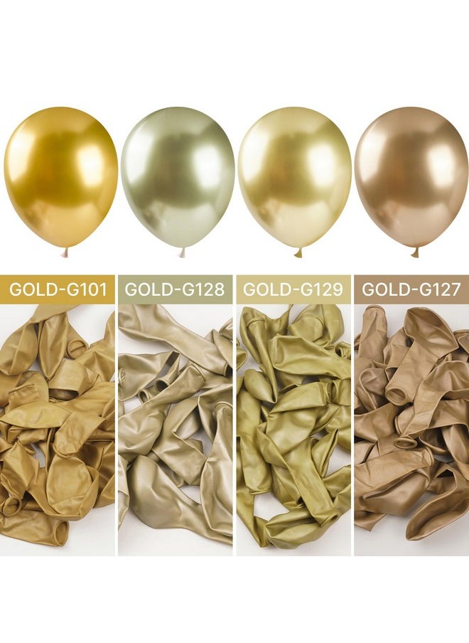 Metallic Gold Balloons, 140 Pcs Gold Metallic Balloons Different Sizes Pack Of 18 Inch 12 Inch 10 Inch 5 Inch Gold Balloons For Balloon Garland Or Balloon Arch As Party Decorations, Gold-G101