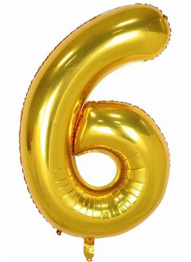 Gold Number 6 Balloon, 40 Inch