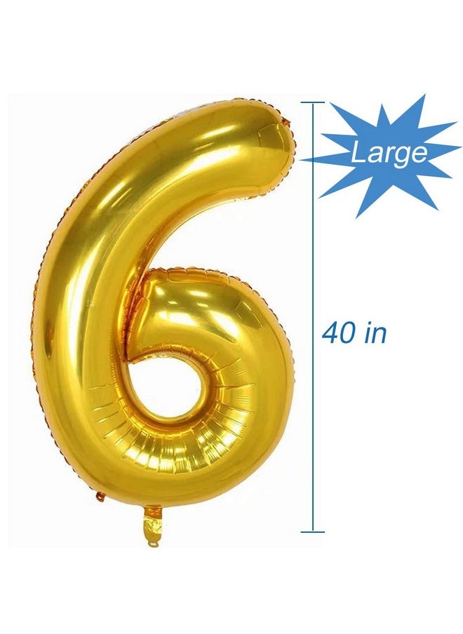 Gold Number 6 Balloon, 40 Inch