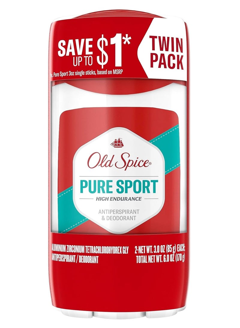 Old Spice High Endurance Anti-Perspirant Deodorant for Men, Pure Sport Scent, 3.0 oz Twin Pack