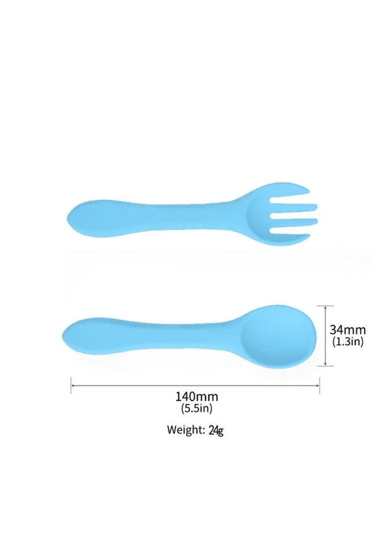 Little Mocha Silicone Spoon and fork Khaki