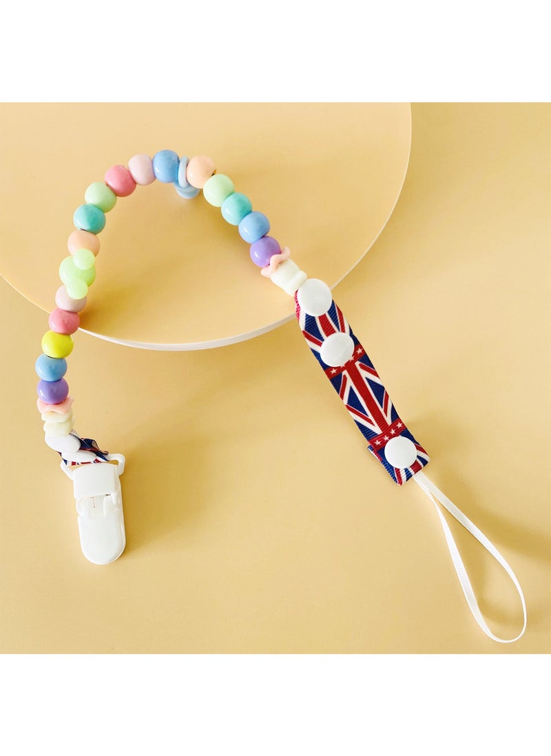 Maternal and Infant Products Infant Pacifier Anti-drop Chain Clip Beaded Pacifier Clip Baby Pacifier Belt Anti-drop Clip White Flag