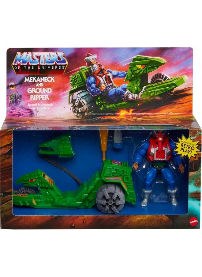 Origins Action Figure & Vehicle, Ground Ripper & Mekaneck, 80S Inspired Motu Toy With Accessories