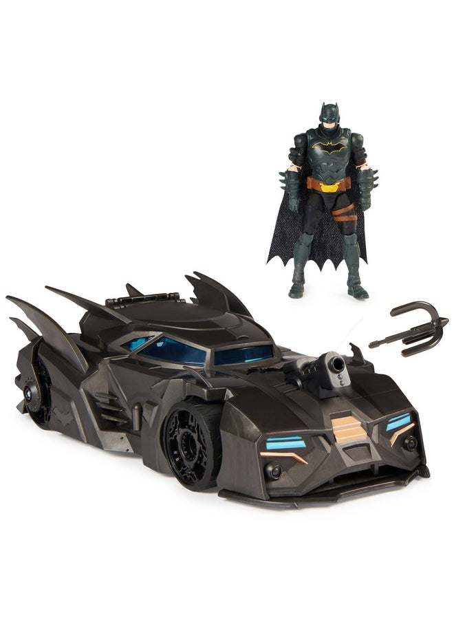 , Crusader Batmobile Playset With Exclusive 4-Inch Batman Figure, 3 Super-Villain Paper Figures, Kids Toys For Boys And Girls Ages 4+