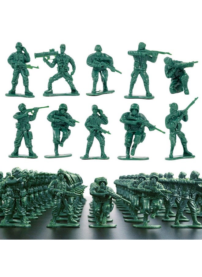 2-Inch Plastic Army Men Action Figures, 10 Unique Sculpts, Pack Of 100 (Green)