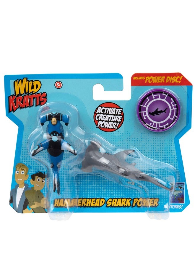 Hammerhead Shark Power (3Pc Action Figures) -Officially Licensed Toys For Kids- Includes Martin Kratt, Creature Shark Animal Figurine & Power Disc! Gift For Kids Boys Girls