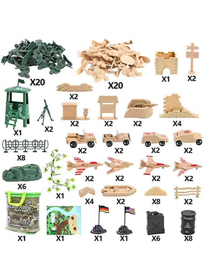 120Pcs Army Men Military Set, Army Men Toy Soldiers Military Figures And Accessories With Vehicles Aircrafts Assault Boats