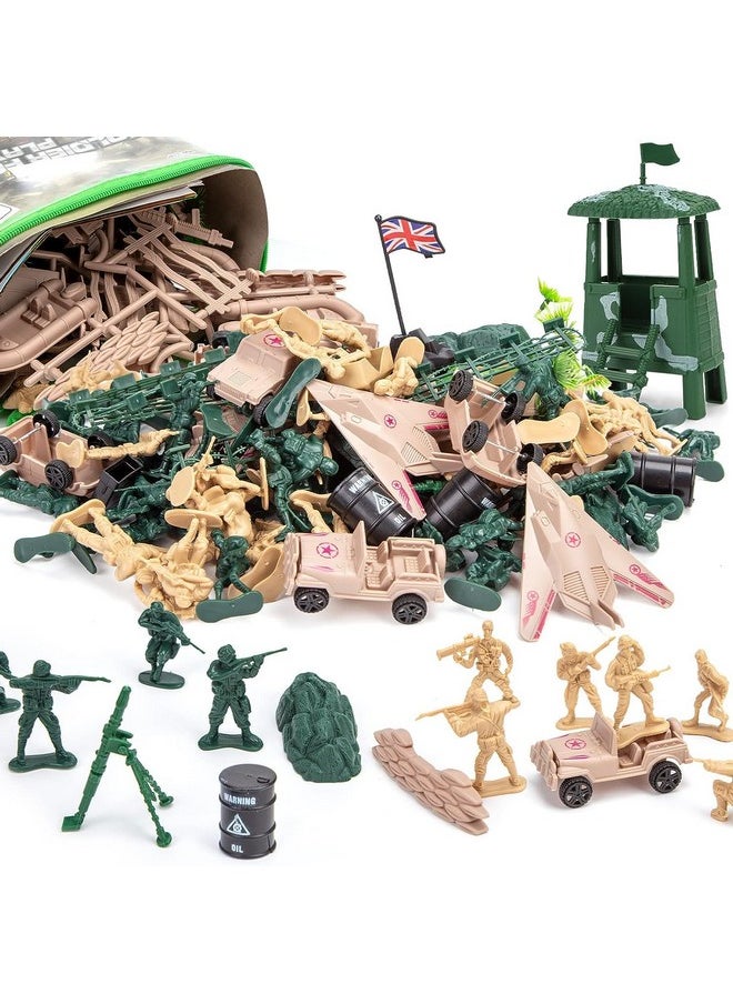 120Pcs Army Men Military Set, Army Men Toy Soldiers Military Figures And Accessories With Vehicles Aircrafts Assault Boats