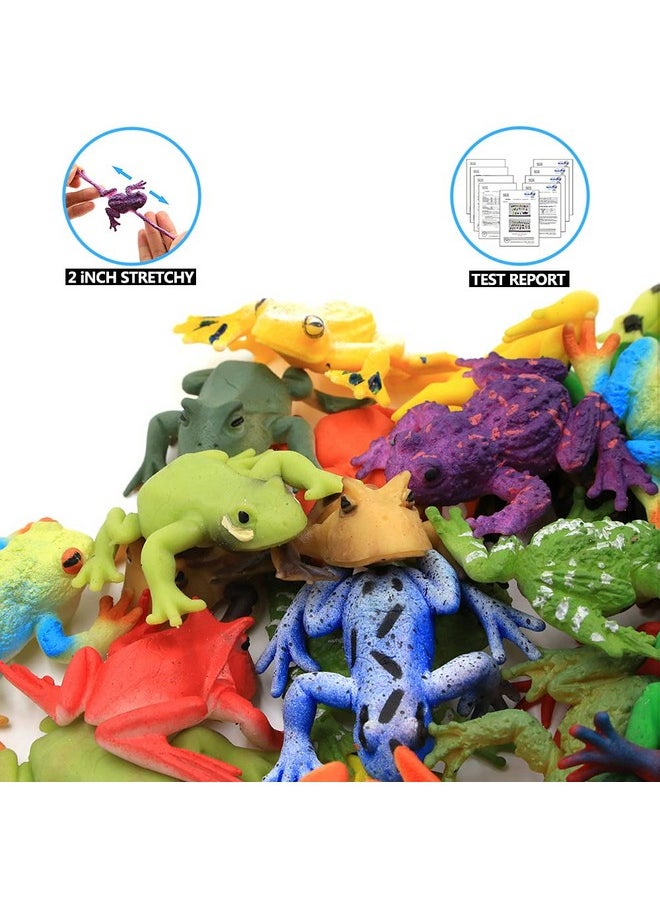 Frog Toys,12 Pack Mini Rubber Frog Sets,Super Stretches Material Tpr With Gift Bag, Realistic Frog Figure Toys For Boy