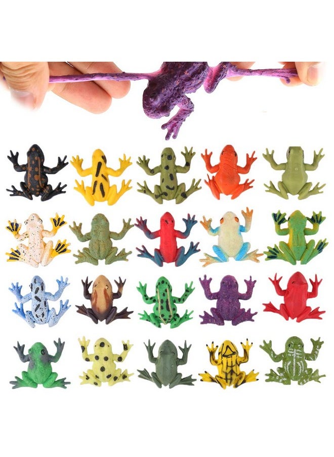 Frog Toys,12 Pack Mini Rubber Frog Sets,Super Stretches Material Tpr With Gift Bag, Realistic Frog Figure Toys For Boy