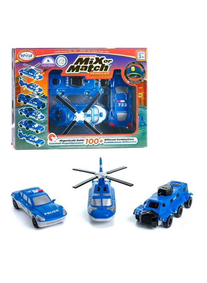 Mix Or Match Vehicles, Magnetic Toy Play Set, Police