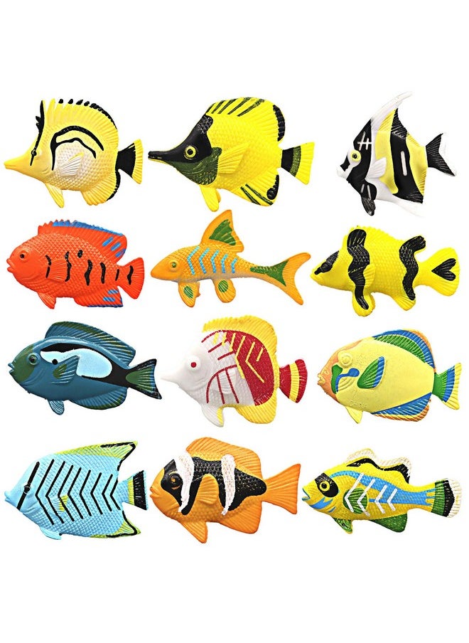 12Pcs Tropical Fish Toys Set, Pastic Cute Sea Life Creatures Learning Educational Toy Party Favors & Christmas Gifts For Boys, Girls, Kids