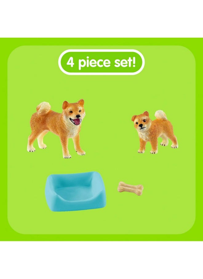 Shiba Inu Mother And Puppy, 4-Piece Set, Ages 3+