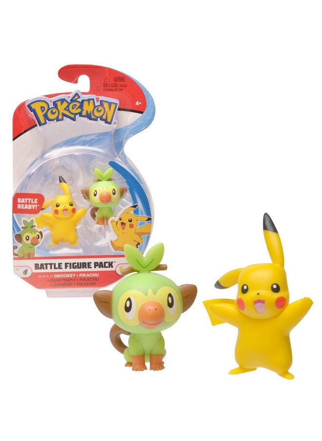 New Sword And Shield Battle Action Figure 2 Pack - Pikachu And Grookey 2-Inch Figures