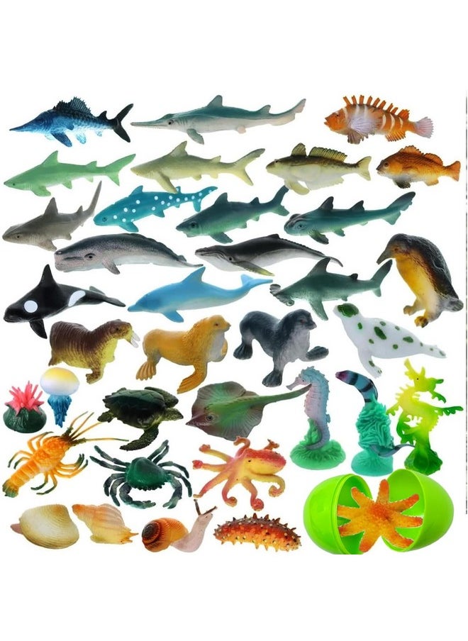 Ocean Sea Creatures/Animals Toy Figures, 36 Pcs Mini Assorted Under The Sea Life Realistic Figures, Educational Toy, Easter Egg Filler, Cupcake Topper, Aquarium Decorations