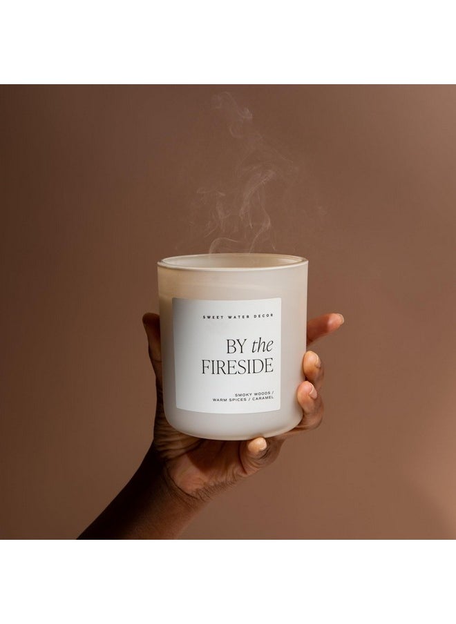 By The Fireside Candle - Vanilla, Caramel, Amber, Tonka, Smoky Woods, Musk Winter Scented Soy Candles For Home - 15Oz Tan Jar, 70+ Hour Burn Time, Made In The Usa