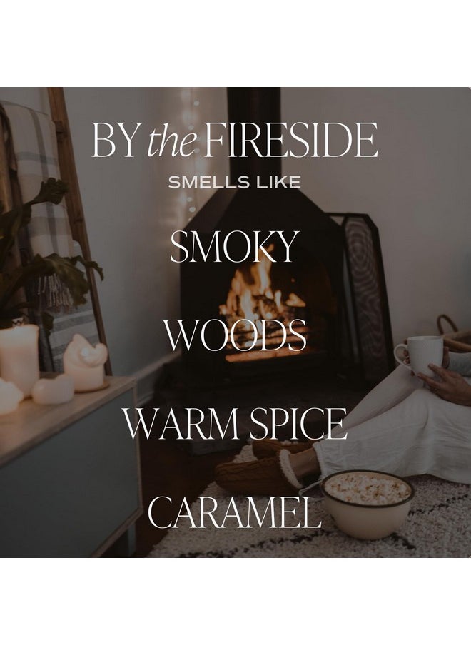 By The Fireside Candle - Vanilla, Caramel, Amber, Tonka, Smoky Woods, Musk Winter Scented Soy Candles For Home - 15Oz Tan Jar, 70+ Hour Burn Time, Made In The Usa