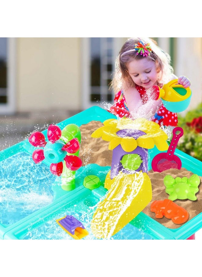 Water Table For Toddlers 1-3,4-In-1 Outdoor Kids Water Table Play Toys,25 Piece Summer Water Table Sensory Activity Set,Toddler Sand And Water Table For Boys Girls Outdoor Backyard Park Beach