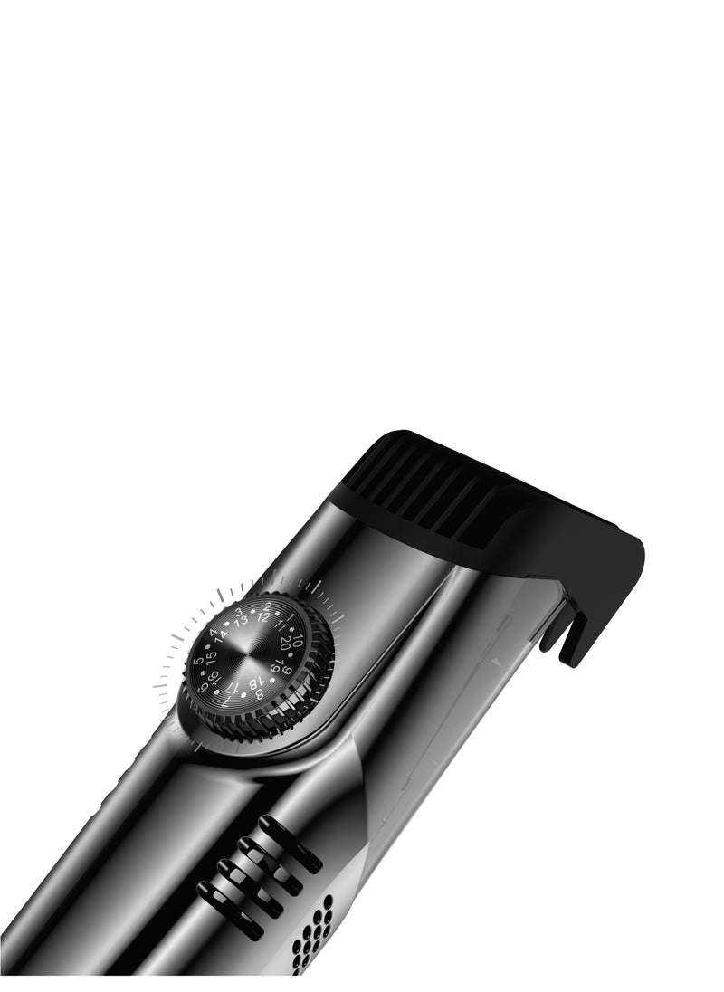 Air Suction Trimmer 1400mAh / Trimming Without the Mess / Beard and Body Trimmer / Easy to Clean / Effortless Shaving - Black