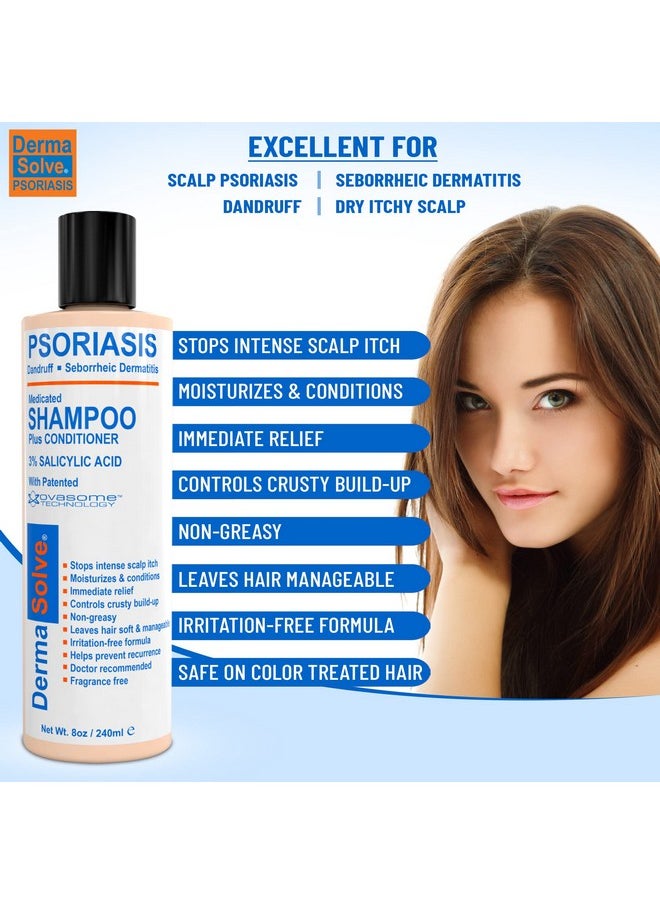 Scalp Psoriasis & Dandruff Free Medicated Shampoo With Conditioner, Ultimate Seborrheic Dermatitis Treatment For Itchy, Flakey Scalp, Soothing & Moisturizing Relief