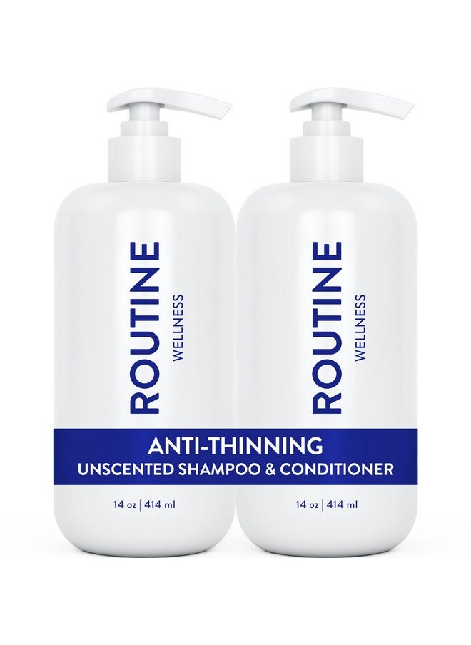 Anti-Thinning Shampoo And Conditioner Set For Thinning Hair - Biotin Dht Blocker Women & Men - Color Safe Shampoo For Hair Loss & Healthier Growth - Unscented (Pack Of 2)