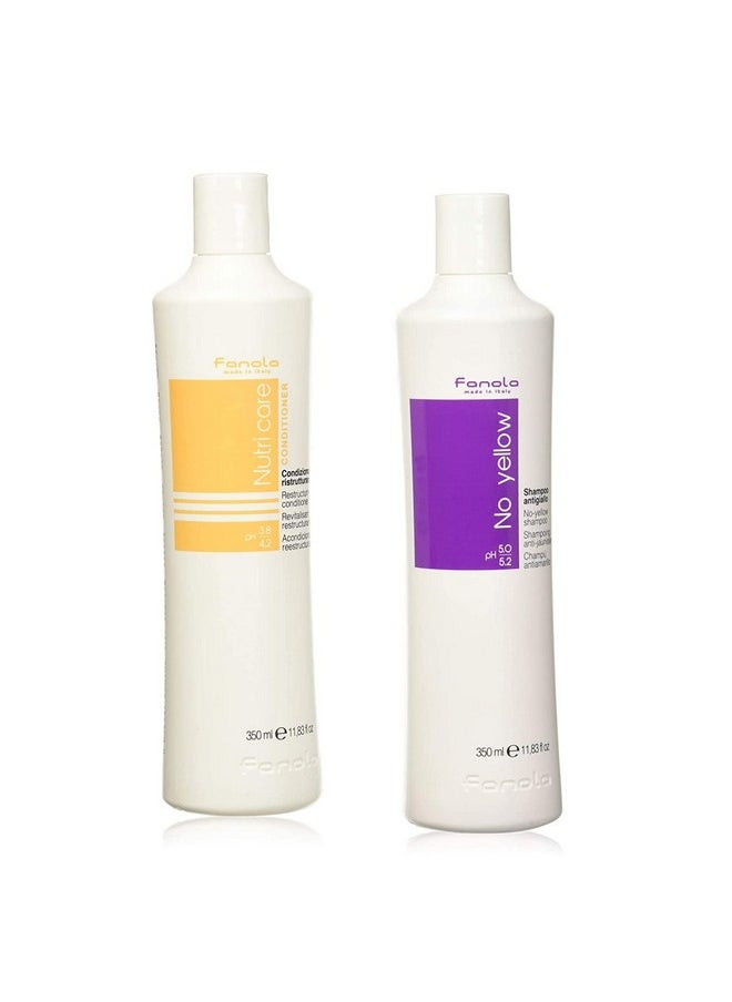 No Yellow Shampoo & Nutri Care Restructuring Deep Conditioner 11.8 Oz / 2Pk - Anti Brass Depositing Purple Shampoo Toner For Blonde & Damaged Hair