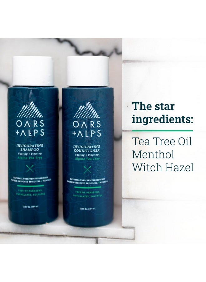 Men'S Sulfate Free Hair Shampoo And Conditioner Set, Infused With Witch Hazel And Tea Tree Oil, Alpine Tea Tree, 12 Fl Oz Each