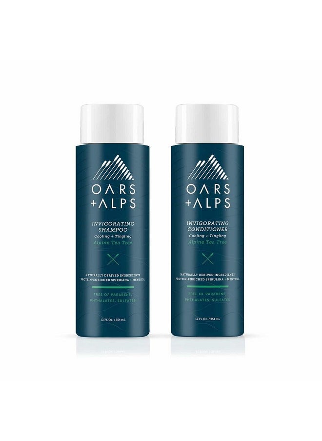 Men'S Sulfate Free Hair Shampoo And Conditioner Set, Infused With Witch Hazel And Tea Tree Oil, Alpine Tea Tree, 12 Fl Oz Each