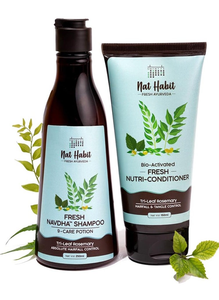 Trileaf Rosemary Shampoo and Conditioner for Women and Men Hair Fall Control