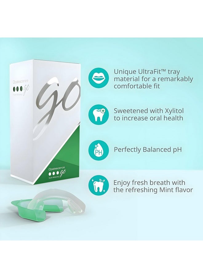 Go 15% (10 Treatments) Original Prefilled Teeth Whitening Trays W/Travel Whitening Toothpaste 1.0 Oz. Hydrogen Peroxide - Cool Mint - Made By Ultradent.