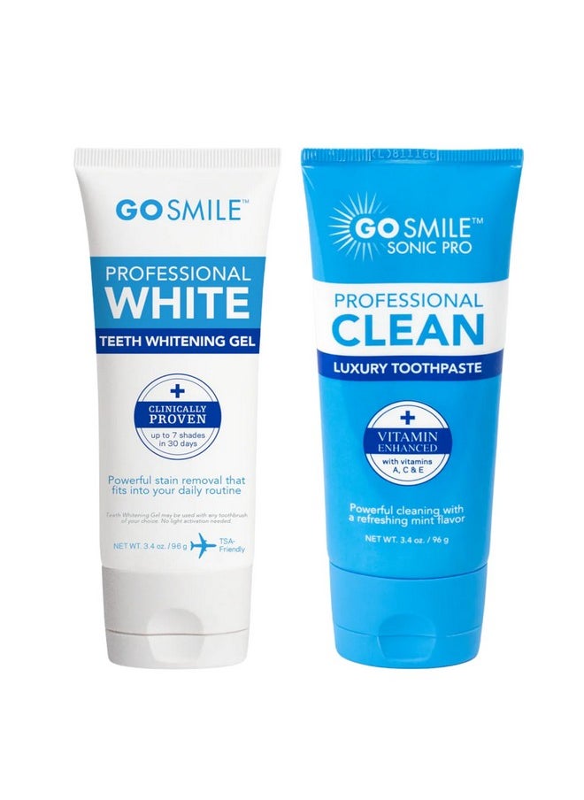 Professional Teeth Whitening Gel & Luxury Toothpaste - Teeth Whitener & Stain Remover Self Care Gifts, No Added Sensitivity - Travel Size For Gift Basket Or Stocking Stuffers, Mint 3.4Oz