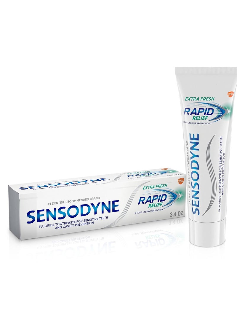 Sensodyne Rapid Relief Sensitive Toothpaste, Cavity Prevention and Sensitive Teeth Treatment - 3.4 Ounces