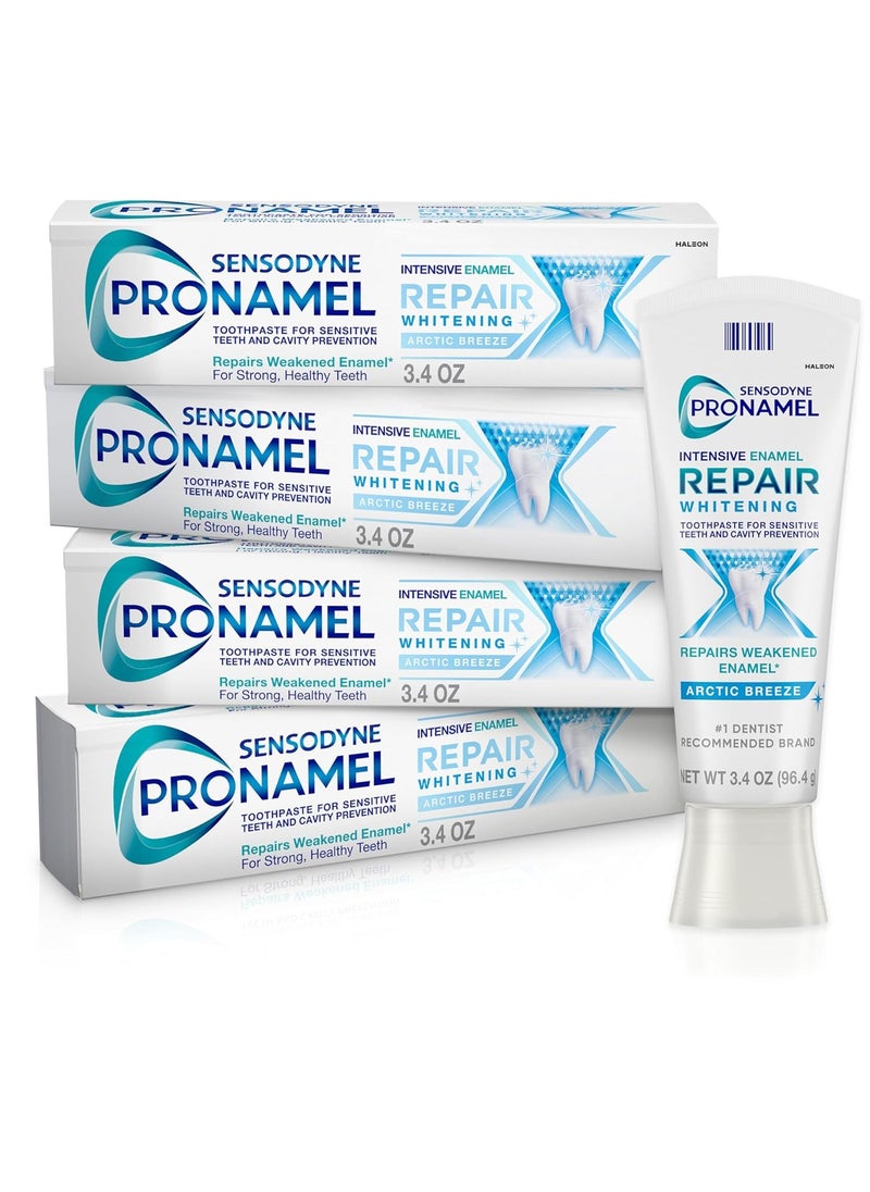 Sensodyne Pronamel Intensive Enamel Repair Toothpaste for Sensitive Teeth and Cavity Protection, Whitening Toothpaste to Strengthen Enamel, Arctic Breeze - 3.4 Ounces (Pack of 4)