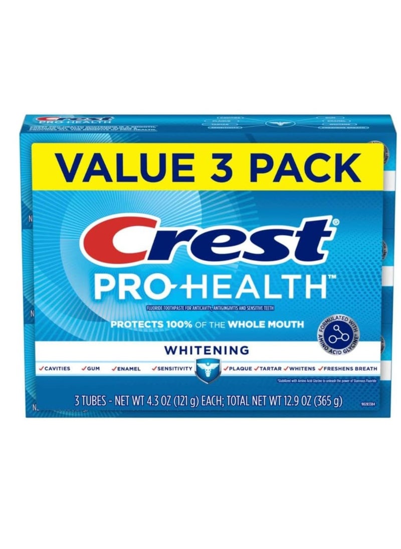 Crest Base Pro-Health Whitening Toothpaste (4.3oz) Triple Pack, Crest Toothpaste Whitening, Teeth Whitening Toothpaste