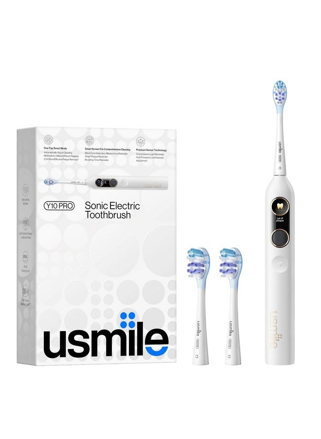 Electric Toothbrush With Smart Screen Showing Missed Spots, Rechargeable Electric Toothbrush For Adults With Pressure Sensor, Ipx8 Waterproof Travel Powered Toothbrush One Charge Last 180 Days