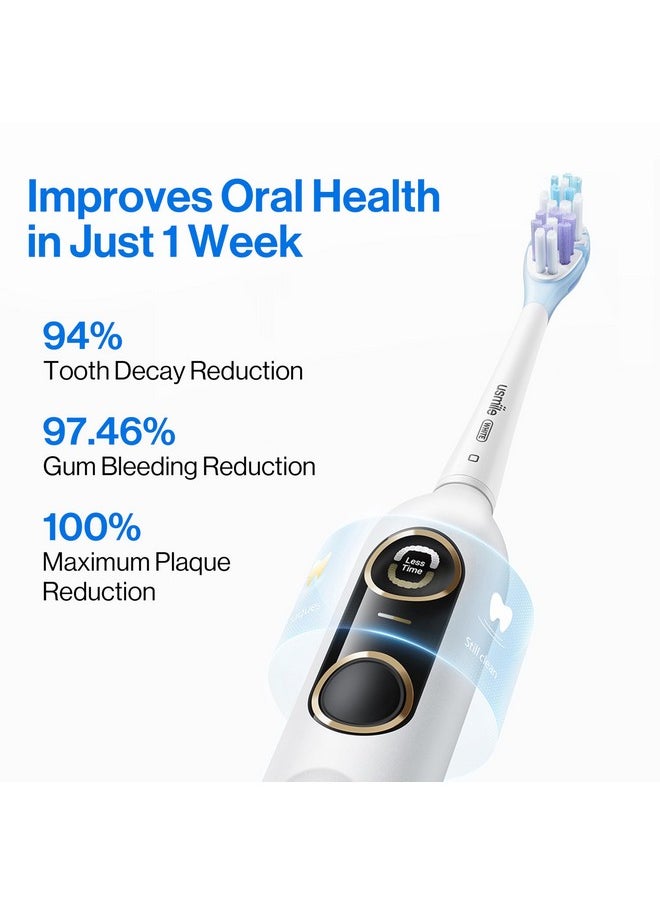 Electric Toothbrush With Smart Screen Showing Missed Spots, Rechargeable Electric Toothbrush For Adults With Pressure Sensor, Ipx8 Waterproof Travel Powered Toothbrush One Charge Last 180 Days